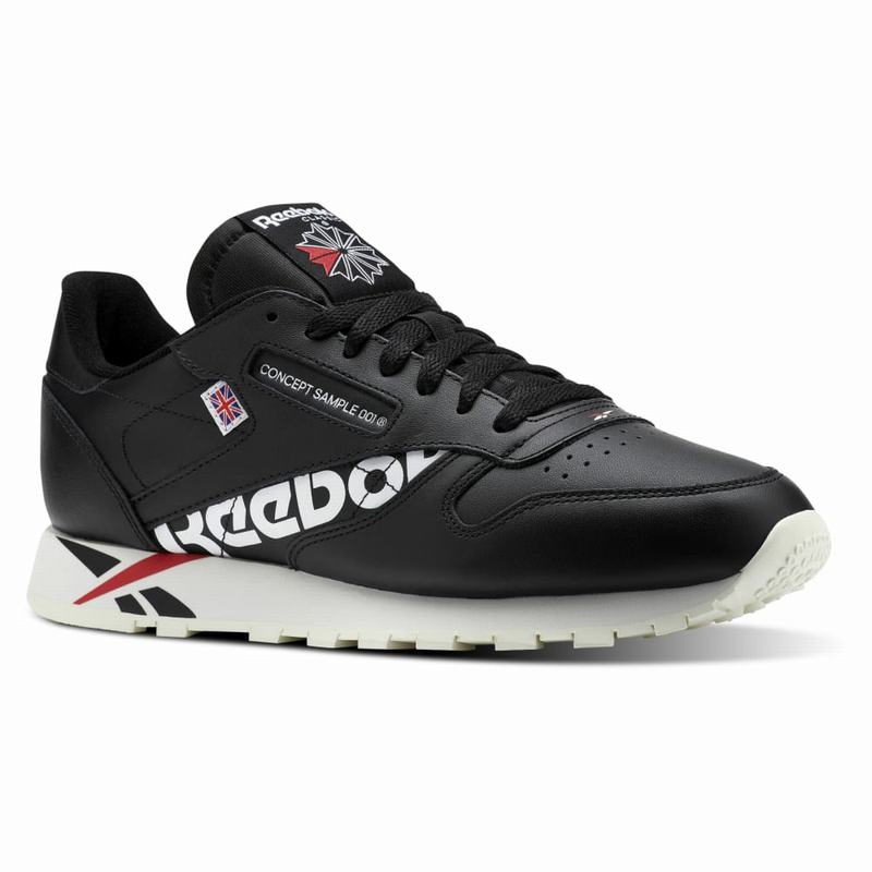 Tenisi Reebok Classic Leather Mu Barbati Negrii/Albi/Rosii Romania MO1108YI